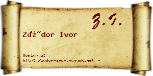 Zádor Ivor névjegykártya